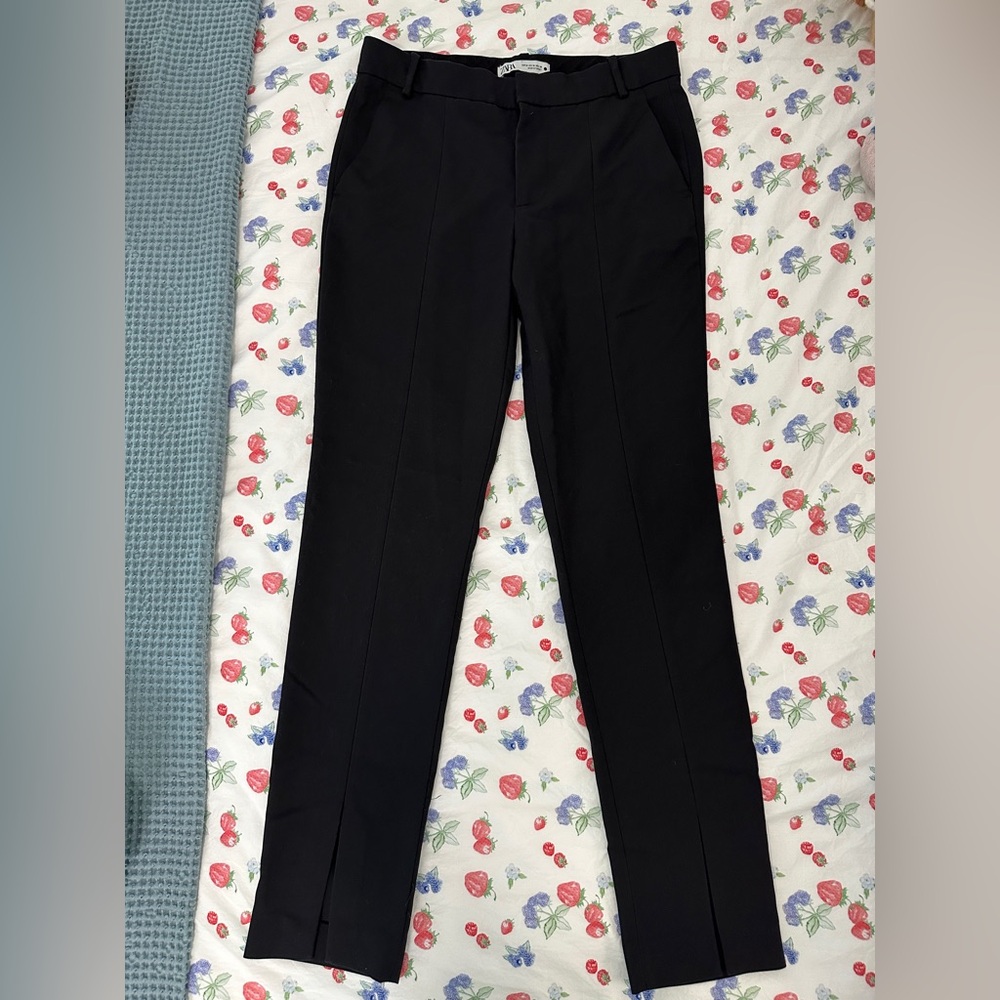Zara Woman Ankle Slit Straight Leg Pants